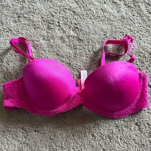 Lace Trim Pink Multi-way Push-up Bra